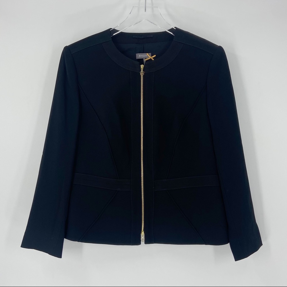 Basler Black Blazer Jacket Gold Zipper Womens EU 40 | J470